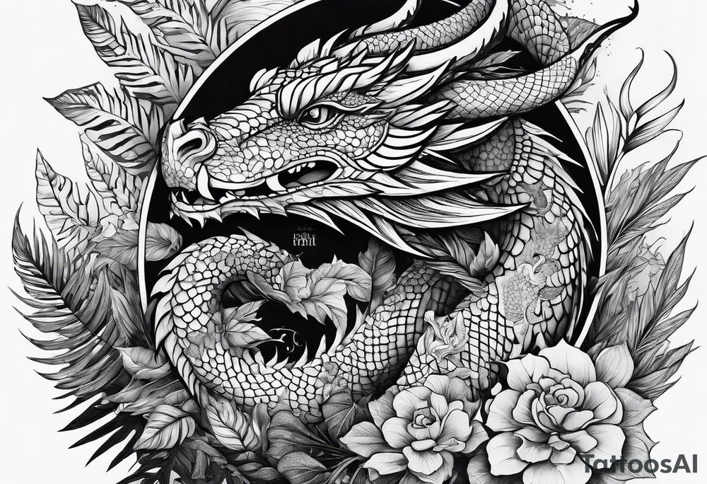 aesthetic jungle with a dragon tattoo idea
