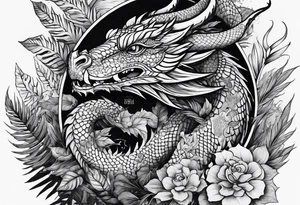 aesthetic jungle with a dragon tattoo idea