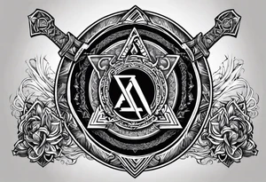 Valhalla  round 
shield axe sword valknut tattoo idea