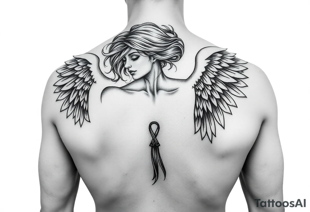 make a tatto of a female angel without clothes please. tattoo idea