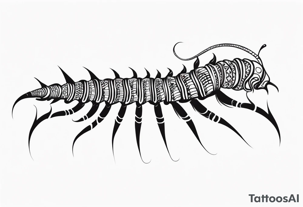 Long legs tribal centipede tattoo idea