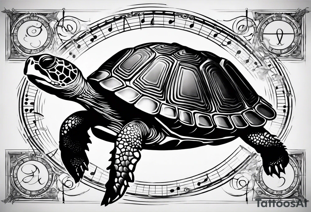 Turtle with the circle of fifths on its shell tattoo idea