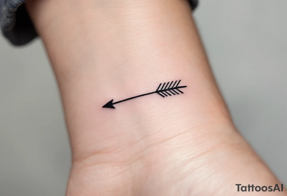 A sleek black ink arrow with a delicate gold accent running along its shaft, symbolizing elegance and direction. tattoo idea