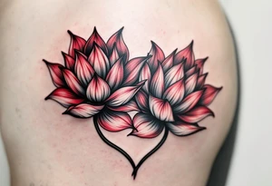 two lotus flowers intertwined (red and black) tattoo idea