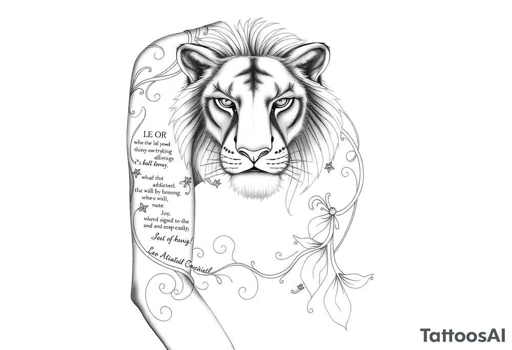 Leo who is hurt and trying to recover from addiction with quotes tattoo idea