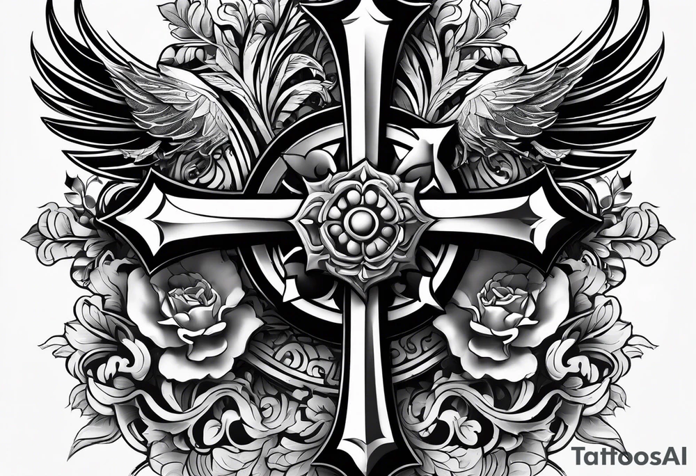 Cross tattoo with a “L” and “T” in it tattoo idea