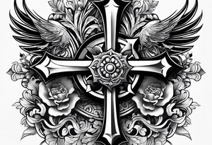 Cross tattoo with a “L” and “T” in it tattoo idea