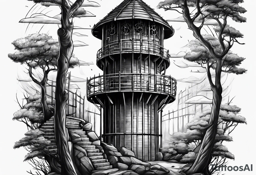 Prison observation tower tattoo idea