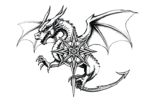 Masculine beautiful realistic dragon holding celtic star tattoo idea