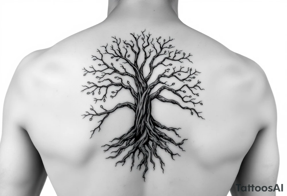 Tree, roots, branches - a lively organic style, combined with the official scheme of sephirot. tattoo idea