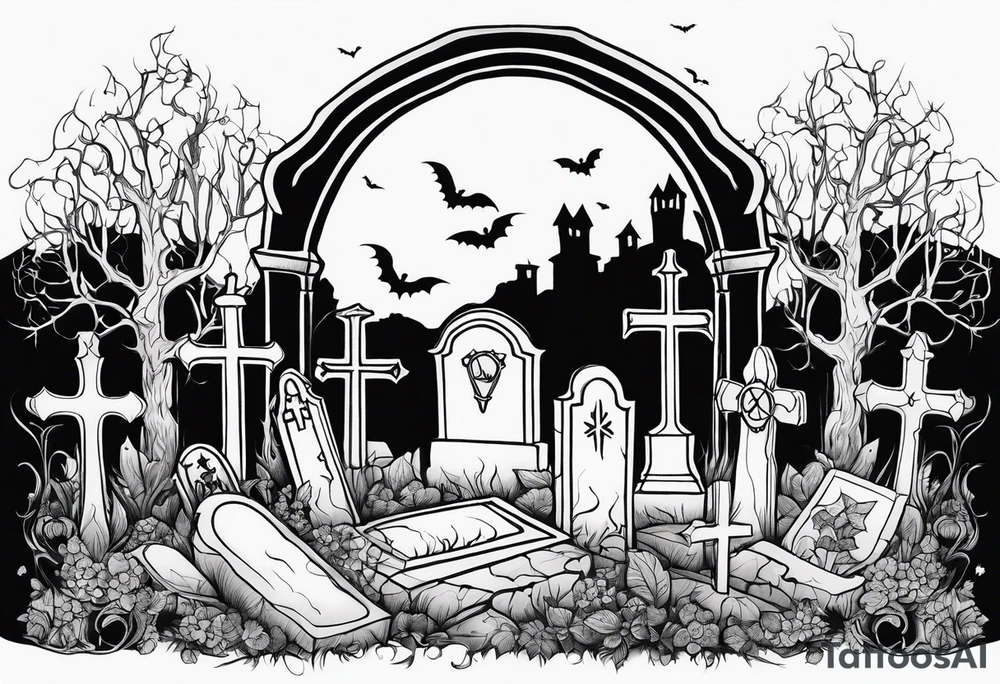 Ghostly Graveyard tattoo idea