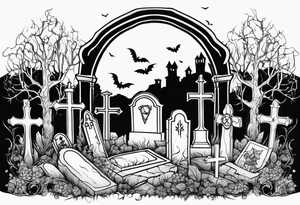 Ghostly Graveyard tattoo idea