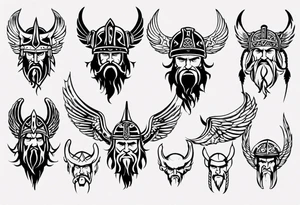 Viking face with wings tattoo idea