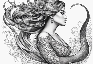 flowing serpent tail mermaid tattoo idea