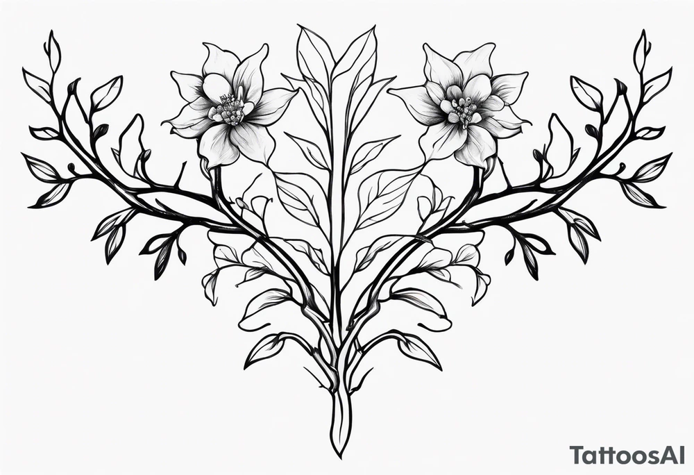 Vertebrae, branches, flowers tattoo idea