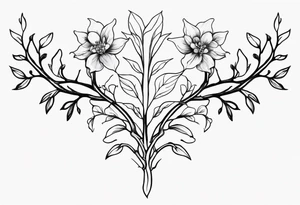 Vertebrae, branches, flowers tattoo idea