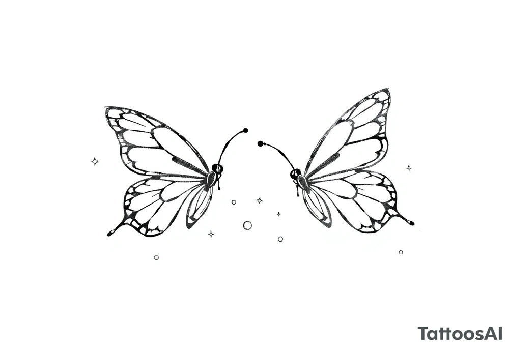 Basic outline of butterflies with lots of sparkles and some bubbles tattoo idea