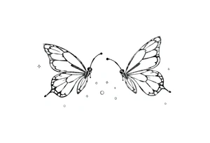 Basic outline of butterflies with lots of sparkles and some bubbles tattoo idea