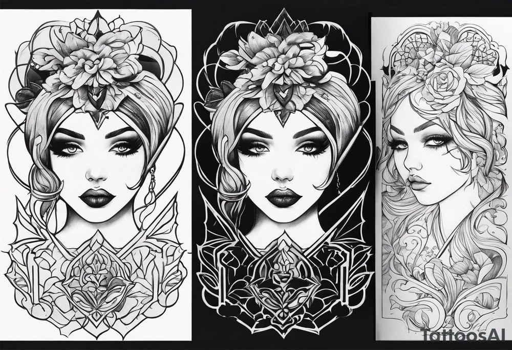 Gothic female style tattoo idea