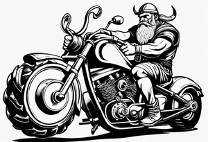 A viking drinking a beer on a motorcycle tattoo idea
