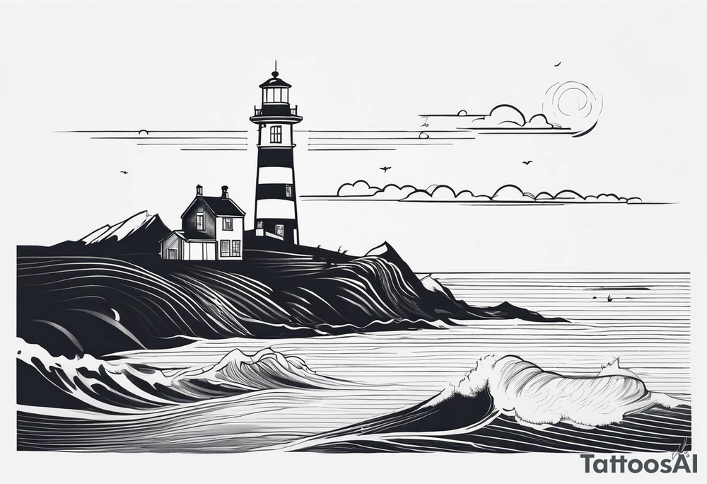 lighthouse fine line that seems like a draft tattoo idea