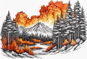 Forest in fire tattoo idea
