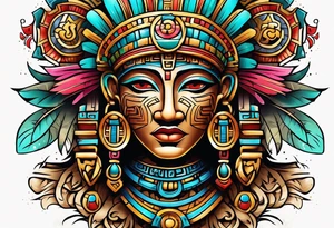 Colorful Mayan hieroglyph tattoo idea