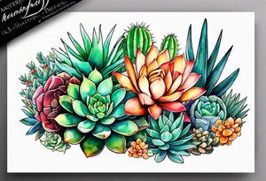 Mexican Desert flora succulents and cactus tattoo idea