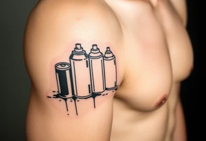 Graffiti markers and spray paint cans tagging on tic tattoo idea