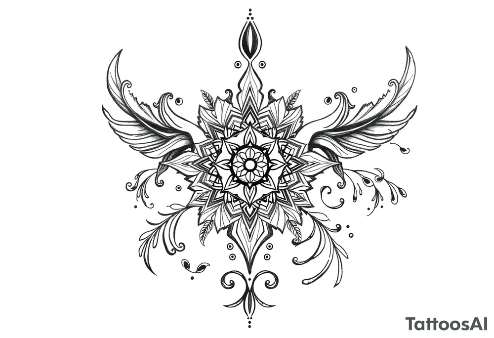 mytical shaman style ornametn with ancient rhyme tattoo idea