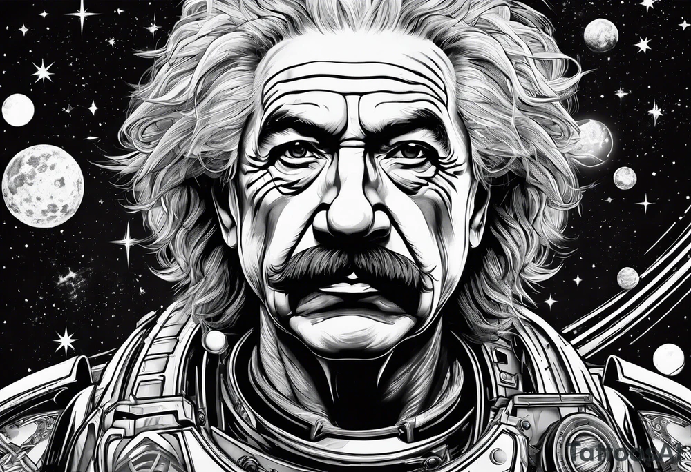 spartan, outer space, Einstein, physics, writing, sleeve tattoo tattoo idea