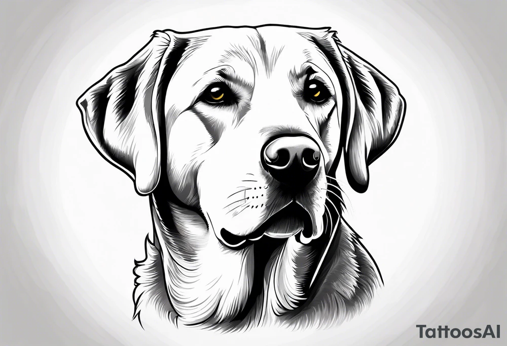 One happy yellow labrador retriever missing a part of the ear tattoo idea