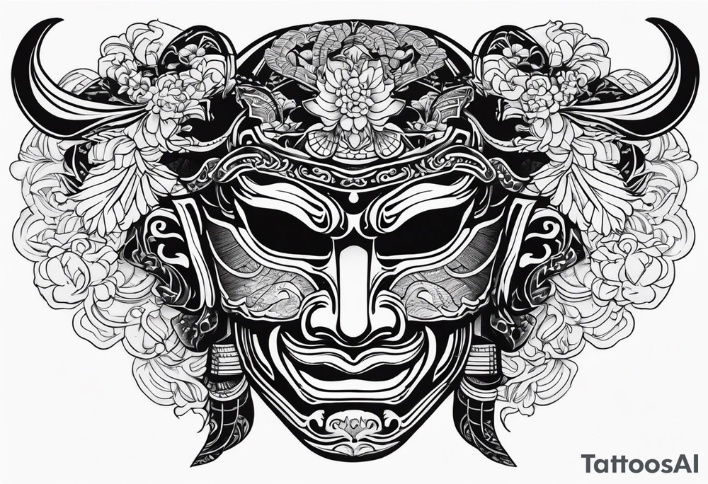 Japenese henya mask samurai tattoo idea