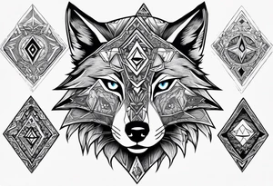 Legend of zelda link wolf in profile, in the center of his forhead is a diamond shape with a dot in the middle tattoo idea