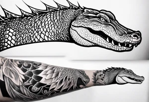 Arm sleeve with alligators and  pythons lightning tattoo idea