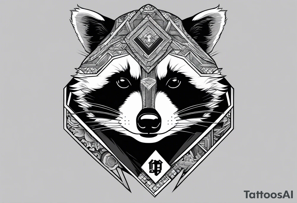 Raccoon wearing a white Superman logo on a black hoodie tattoo idea
