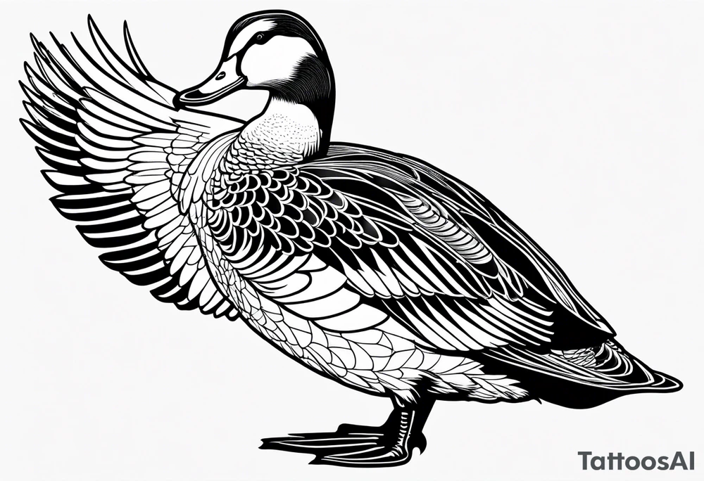 Dabbling Duck wearing a small jacket that says "XRP" on it tattoo idea Dabbling Duck wearing a small jacket that says "XRP" on it tattoo idea