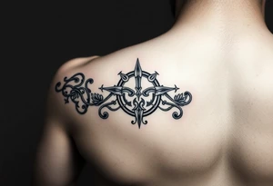 An armband tattoo combining Celtic traditional symbols and nature, the tattoo needs to circle the bicep and tricep on the arm tattoo idea