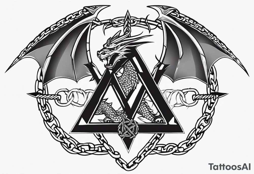 Valhalla sword shield dragon axe Valknut barbed wire chains tattoo idea Valhalla sword shield dragon axe Valknut barbed wire chains tattoo idea