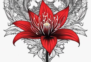 Black Dragon, 
Red Spider Lily, Long tattoo idea