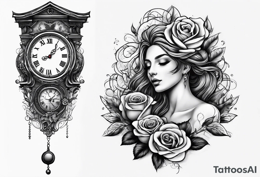 Creation of Adam with a rose and clock tattoo idea