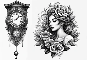 Creation of Adam with a rose and clock tattoo idea