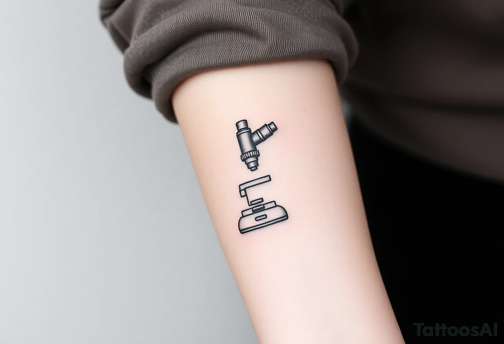 Minimalist tattoo for women scientist, microscope tattoo idea