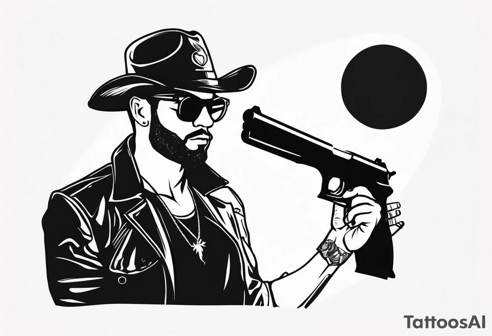 capricorn man with sunglasses and gun tattoo idea
