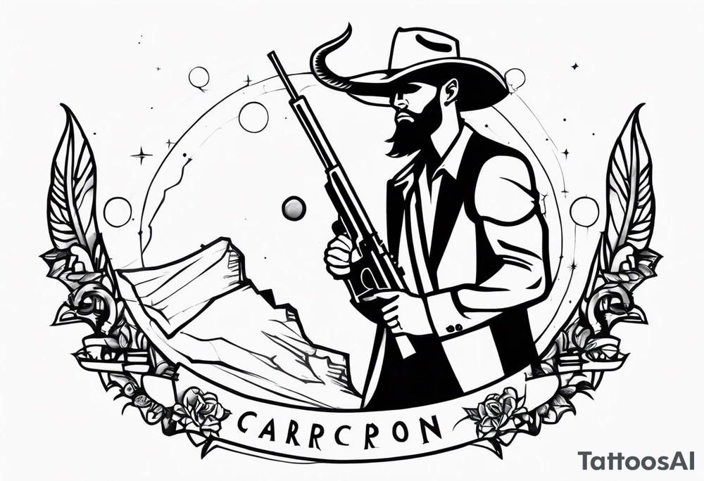 capricorn man with gun tattoo idea