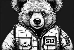 teddy bear wearing a safety construction vest tattoo idea