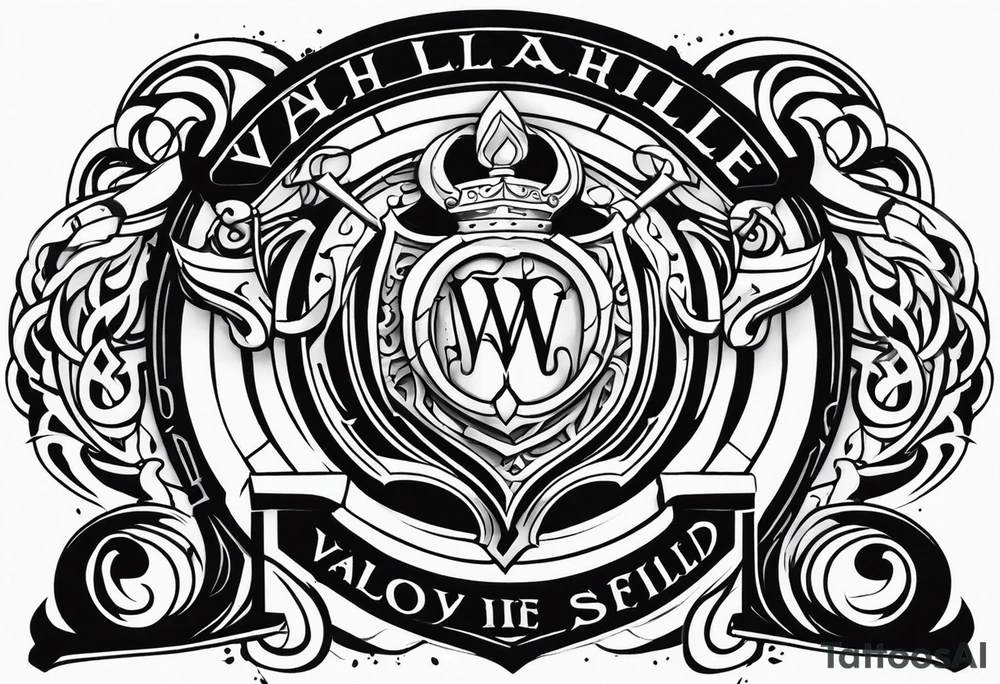 Valhalla shield fire sword tattoo idea