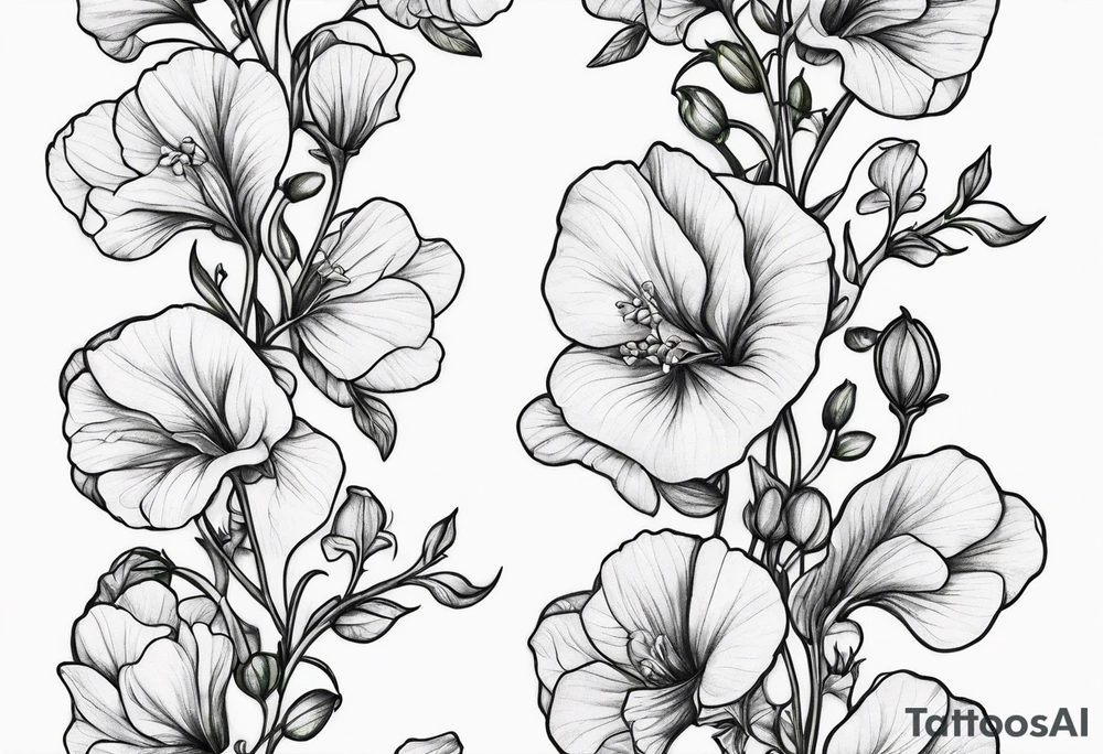 sweet peas vine design tattoo idea
