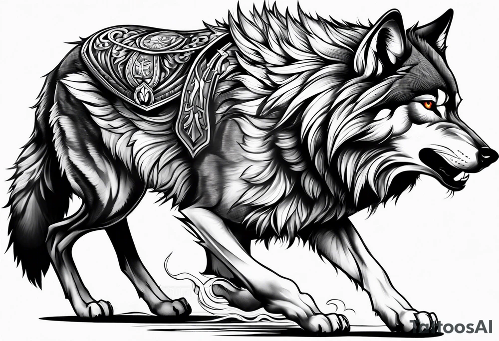 wolf angry tattoo idea