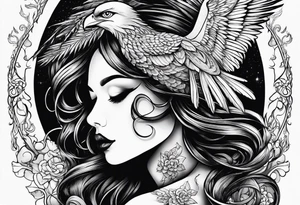 femme nu avec un tatou de phoenix tattoo idea
